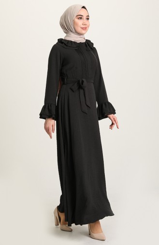 Schwarz Hijab Kleider 3091-04