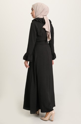 Schwarz Hijab Kleider 3091-04