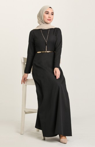 Dress with Belt and Necklace 6450-03 Black 6450-03