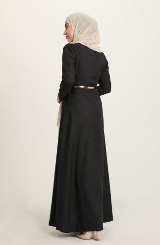 Kleid mit Halskette und Gürtel 6450-03 Schwarz 6450-03