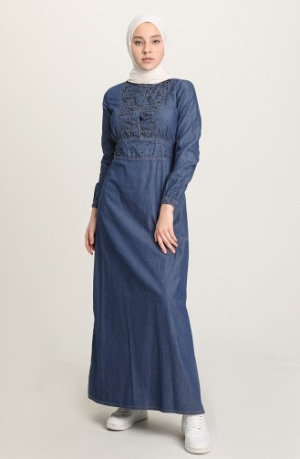 Navy Blue Hijab Dress 9281-02