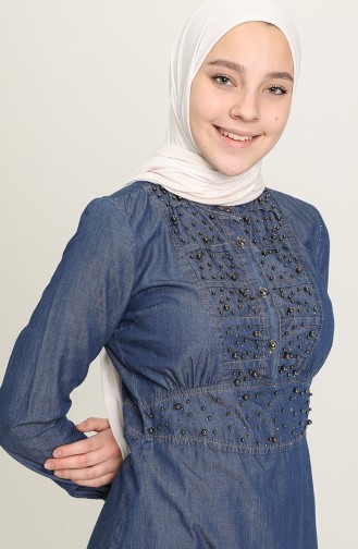 Dunkelblau Hijab Kleider 9281-02