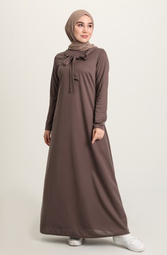 فستان بتصميم مزينة بتفاصيل 1031-04 لون بني داكن مائل للرمادي 1031-04