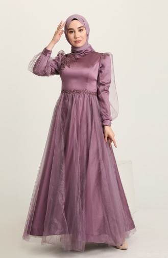 Violet Hijab Evening Dress 3409-06