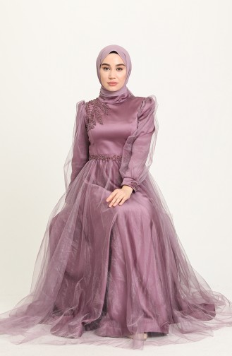 Violet Hijab Evening Dress 3409-06