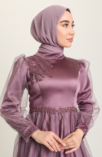 Violet Hijab Evening Dress 3409-06