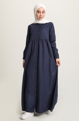 Navy Blue Hijab Dress 3307-04