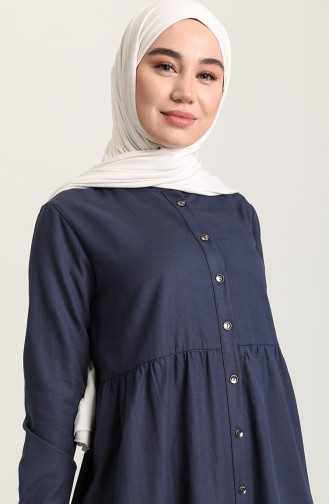 Navy Blue Hijab Dress 3307-04
