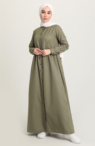 Light Khaki Green İslamitische Jurk 3307-08