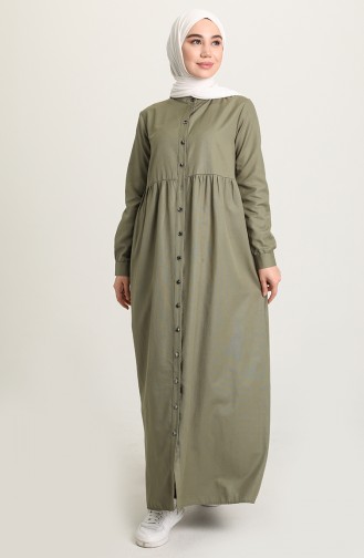 Robe Hijab Vert khaki clair 3307-08