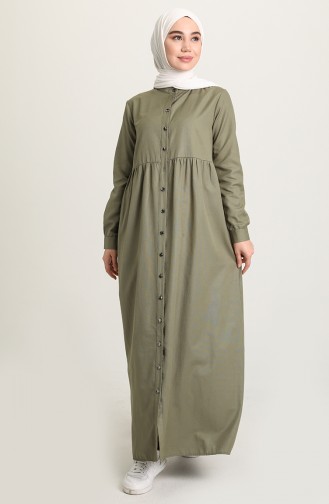 Hellkhaki grün Hijab Kleider 3307-08