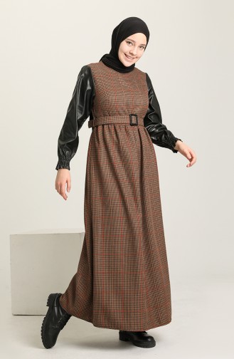 Brown Hijab Dress 22K8529-01