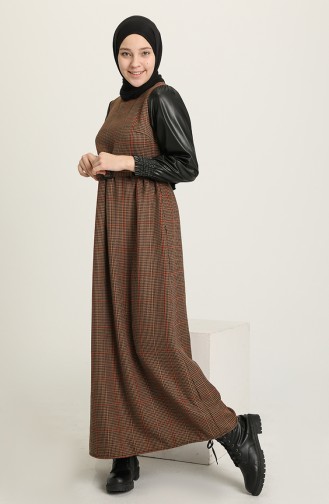 Brown Hijab Dress 22K8529-01