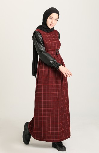 Claret Red Hijab Dress 22K8529-04