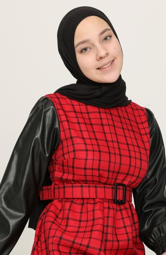 Red Hijab Dress 22K8529-06