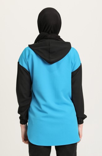 Tunique a Capuche 2163-02 Bleu Foncé Noir 2163-02