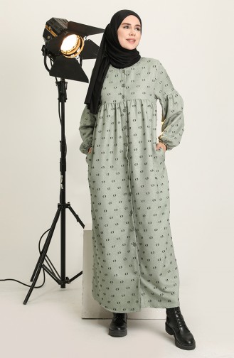Green Almond Hijab Dress 22K8402-02
