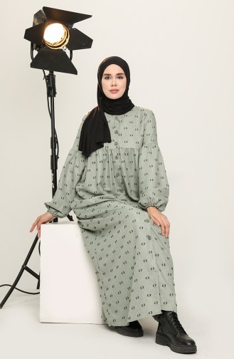 Green Almond Hijab Dress 22K8402-02