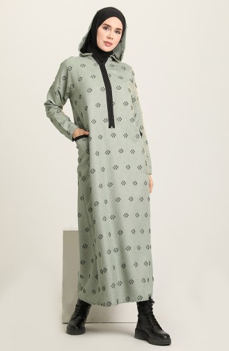 Green Almond Hijab Dress 22K8461-01