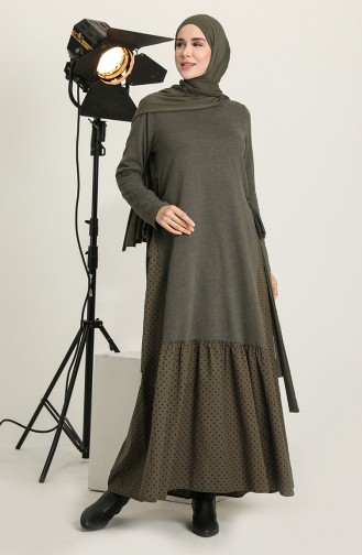 Khaki Hijab Dress 3308-02