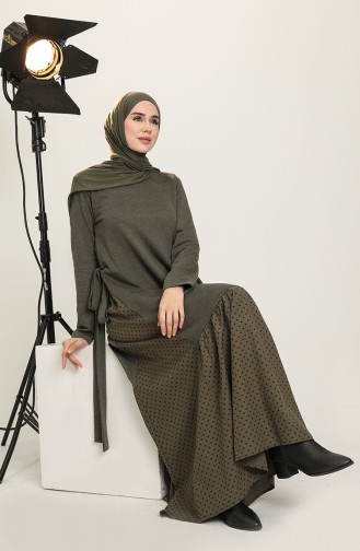 Khaki Hijab Dress 3308-02