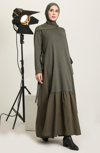 Khaki Hijab Kleider 3308-02