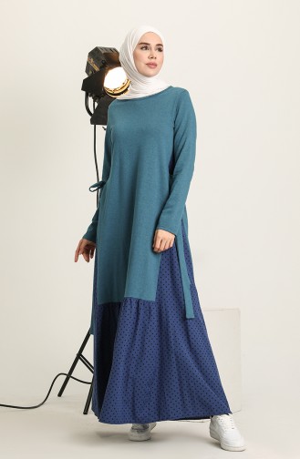 Petrol Hijab Dress 3308-04