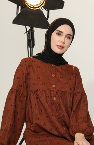 Robe Hijab Couleur Brun 22K8402-01