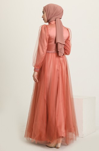 Dusty Rose Hijab Evening Dress 3409-03