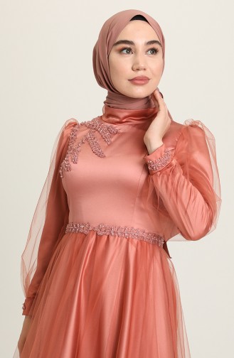 Dusty Rose Hijab Evening Dress 3409-03