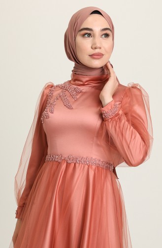 Beige-Rose Hijab-Abendkleider 3409-03