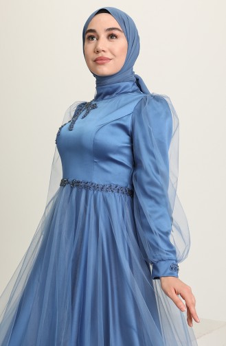 Indigo Hijab-Abendkleider 3409-04