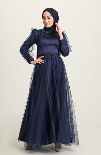 Dunkelblau Hijab-Abendkleider 3409-05