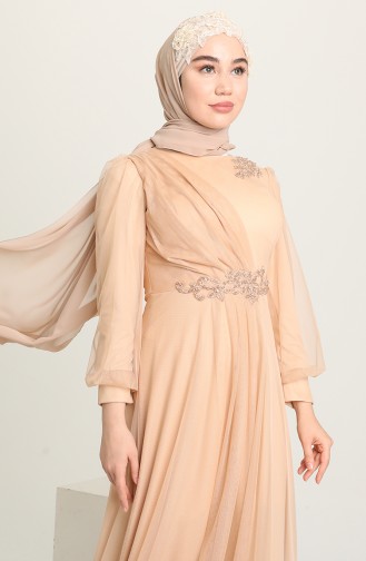 Beige Hijab-Abendkleider 4857-06