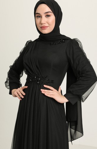 Black Hijab Evening Dress 4857-08