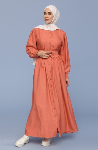 Brick Red Hijab Dress 22K8522-04