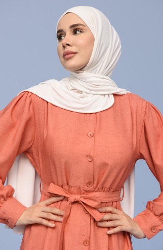 Brick Red Hijab Dress 22K8522-04