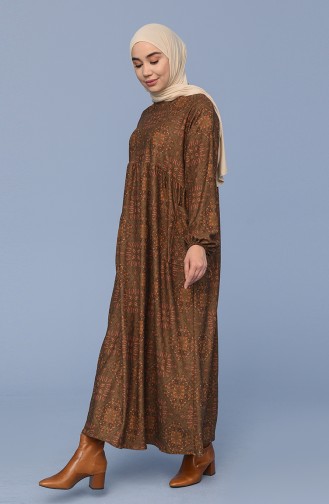 Khaki Hijab Dress 22K8524-01