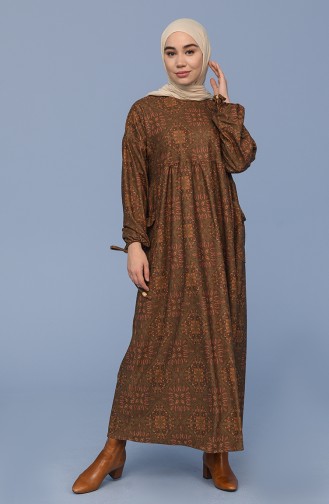 Khaki Hijab Dress 22K8524-01