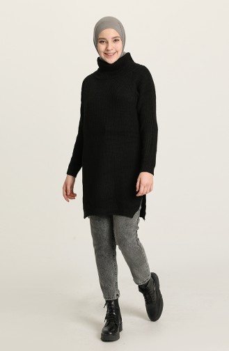 Balıkçı Yaka Triko Tunik 6420-01 Siyah