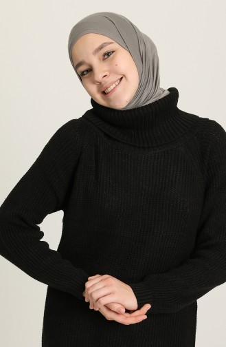 Balıkçı Yaka Triko Tunik 6420-01 Siyah