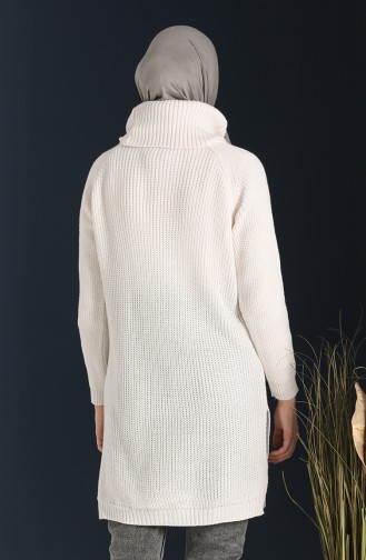 Balıkçı Yaka Triko Tunik 6420-07 Krem