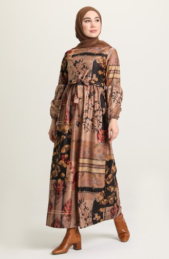 Beige Hijab Dress 22K8469A-04