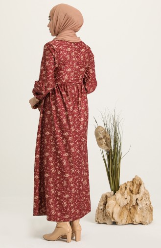 Claret Red Hijab Dress 22K8469B-04