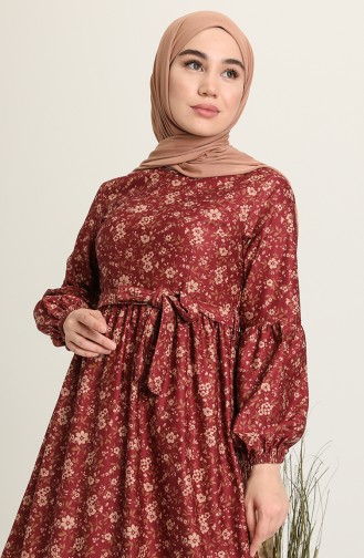 Claret Red Hijab Dress 22K8469B-04
