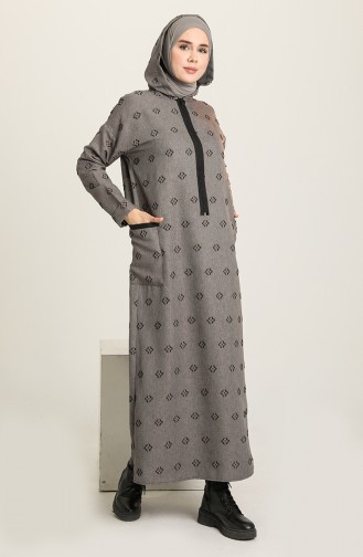 Grau Hijab Kleider 22K8461-05