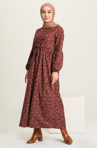 Beige-Rose Hijab Kleider 22K8469-02