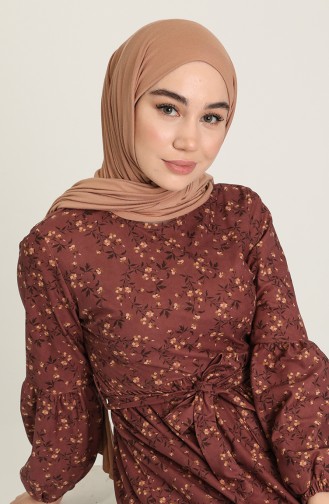 Beige-Rose Hijab Kleider 22K8469-02