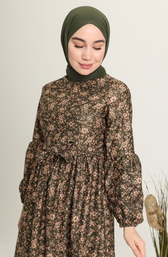 Khaki Hijab Dress 22K8469B-02