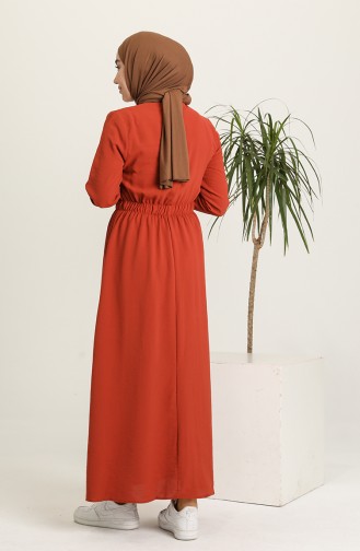Brick Red Hijab Dress 1284-03